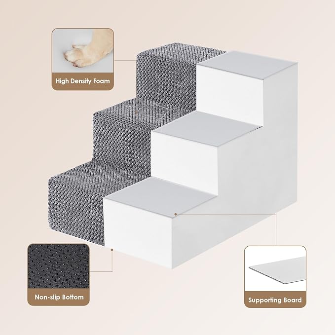 EHEYCIGA Dog Stairs for Small Dogs 13.5" H, 3-Step Dog Steps for Couch Sofa and - Image 3