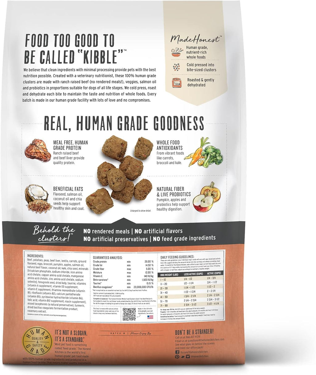 The Honest Kitchen Whole Food Clusters Grain Free Beef Dry Dog Food, 20 lb Bag
