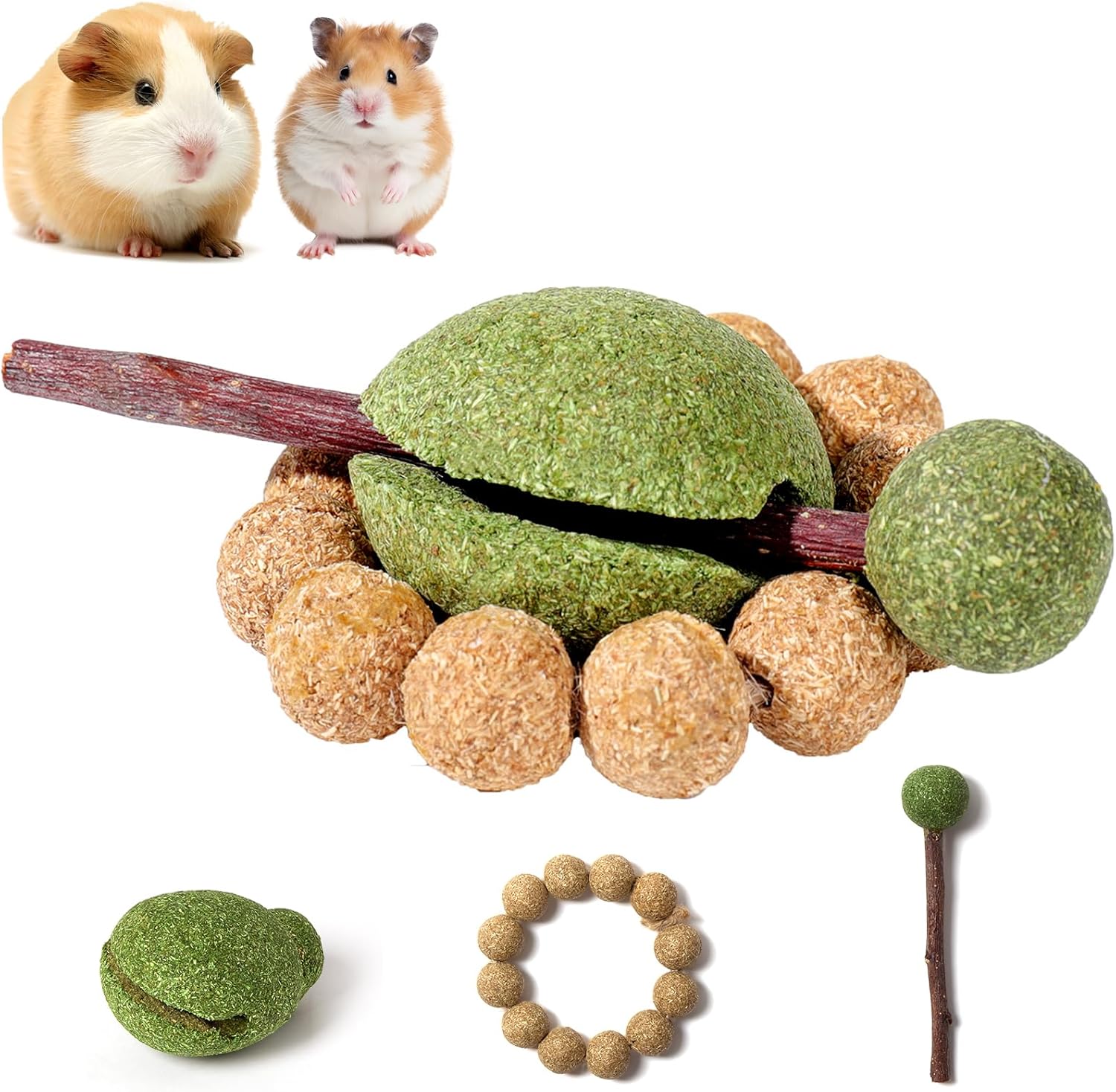 mini&moe Hamster Chew Toys for Teeth – Guinea Pig Chew & Treats Natural Edible Apple Wood Sticks Improve Dental Health Hamster Enrichment Toys for Rabbit, Bunny, Chinchilla, Gerbils, Rat