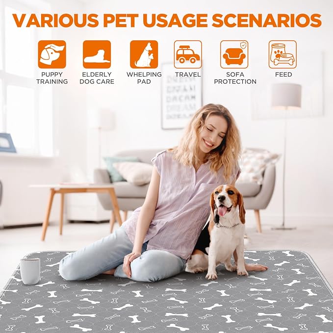 Washable Pee Pads for Dogs Large 72" x 72" 2-Pack Reusable Puppy Pads Pet - Image 4