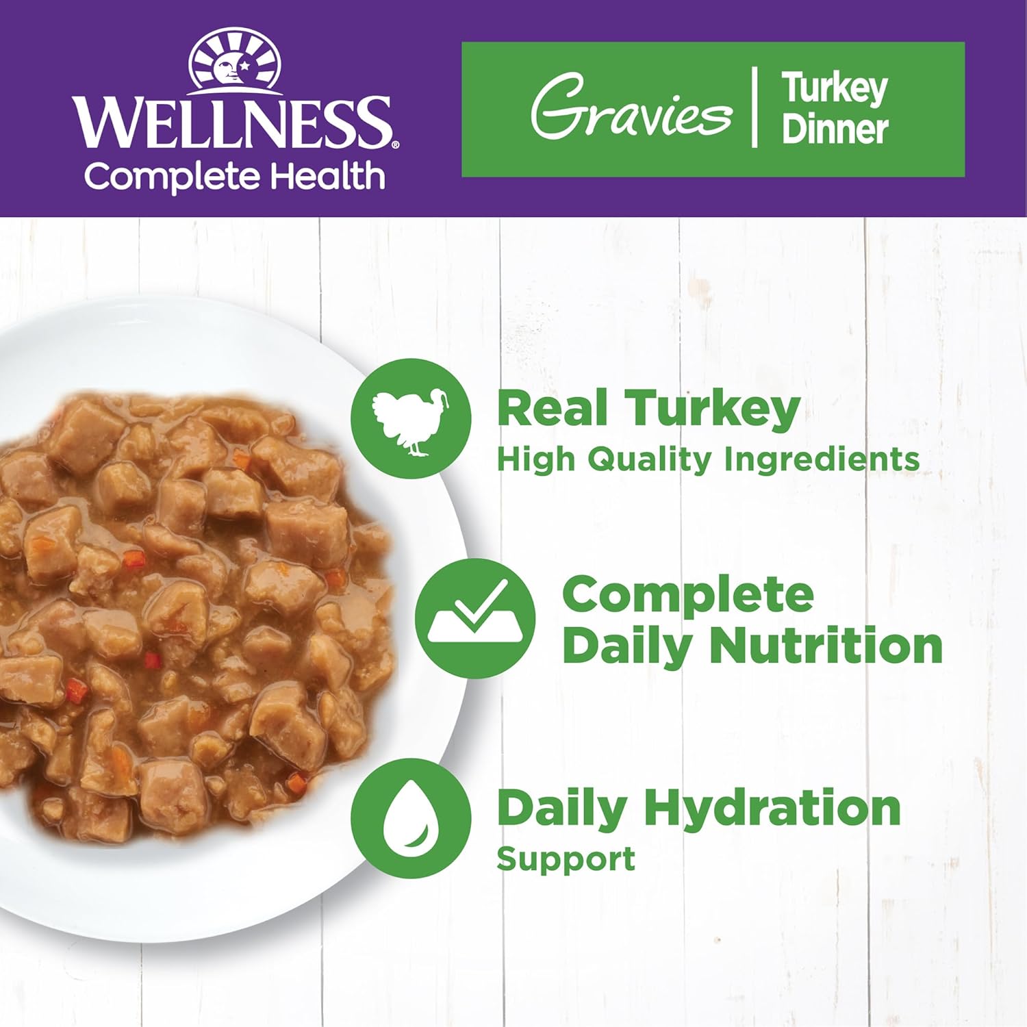 Wellness Complete Health Gravy Adult Wet Cat Food, Natural, Protein-Rich, Grain Free, 3 Ounce, 12 Pack, (Turkey Dinner)