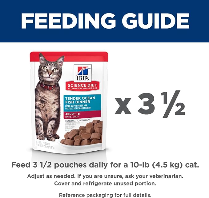 Hill's Science Diet Adult 1-6 Wet Cat Food, Ocean Fish, 2.8 oz. Pouches - Image 9