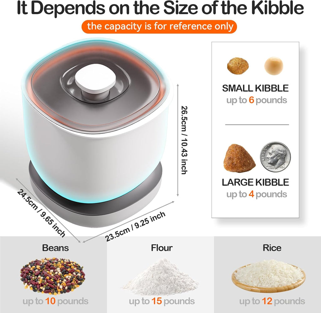 CTIME Airtight Pet Food Storage Container for Small Dog Cat Bird Treats & Dry Food to Keep Fresh -7.2L/2.2Gal (White)