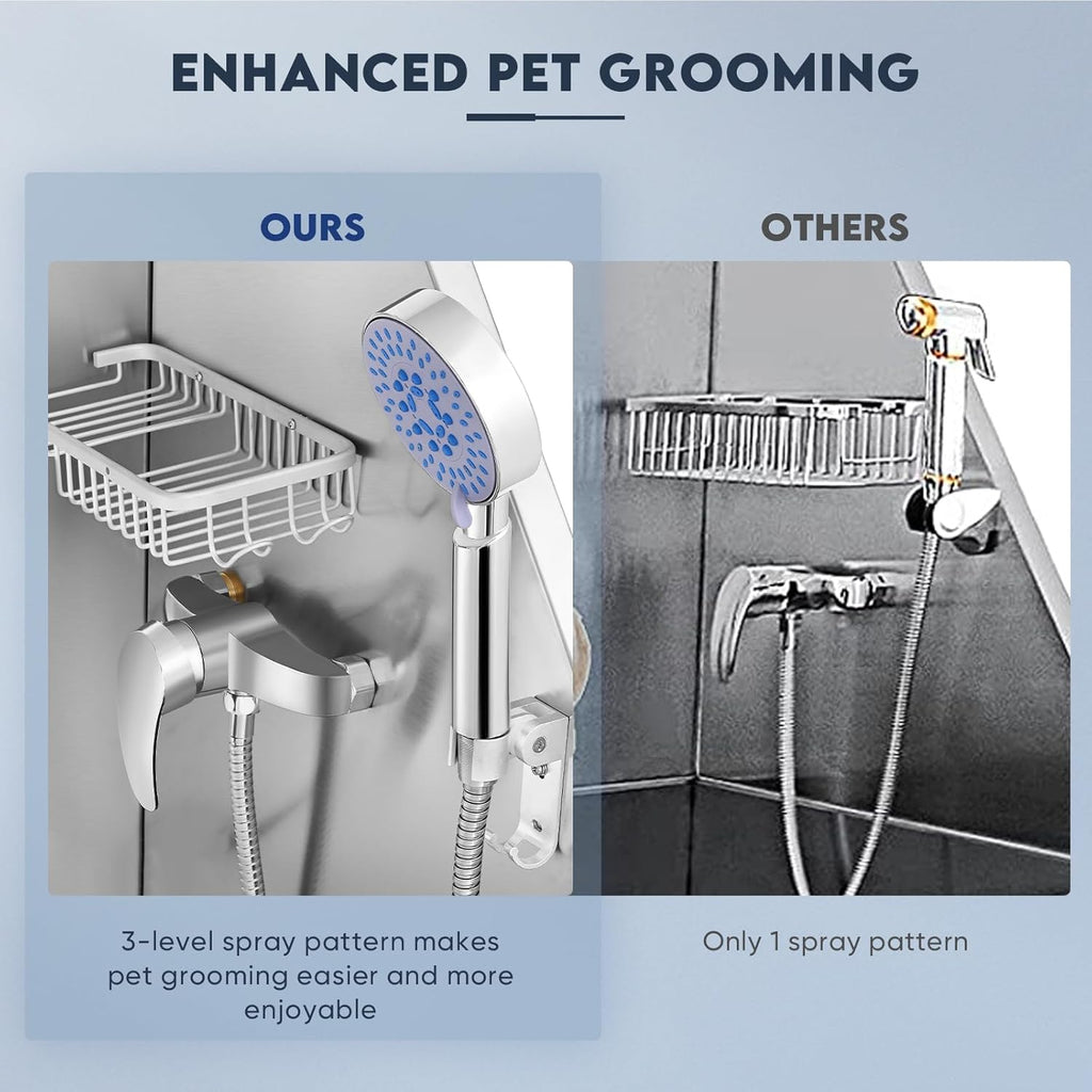 Dog Grooming Tub 62'' Dog Bathtub XL-Style Pet Bathing Tub Stainless Steel Dog Wash Station for Large Dogs Home Commercial with Faucet, Sliding Door