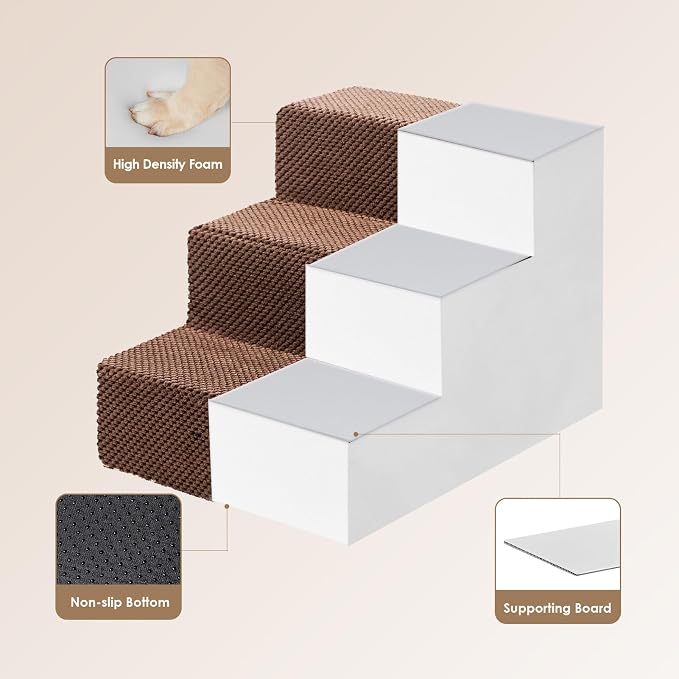 EHEYCIGA Dog Stairs for Small Dogs 13.5" H, 3-Step Dog Steps for Couch Sofa and - Image 3
