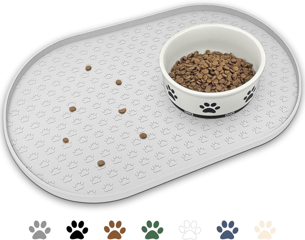 KPWACD Dog Food Mat Anti-Slip Bowl Mats for Food and Water, High-Lips Waterproof Pet Placemat Prevent Messy Spills to Floor, Silicone Puppy Feeding Trays for Large Medium Small Dogs Cats