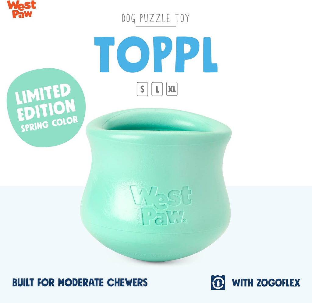 WEST PAW Zogoflex Limited Edition Toppl Treat Dispensing Dog Toy Puzzle – Interactive Chew Toys for Dogs – Dog Toy for Moderate Chewers, Fetch, Catch – Holds Kibble, Treats, X-Large 4.75", Mint