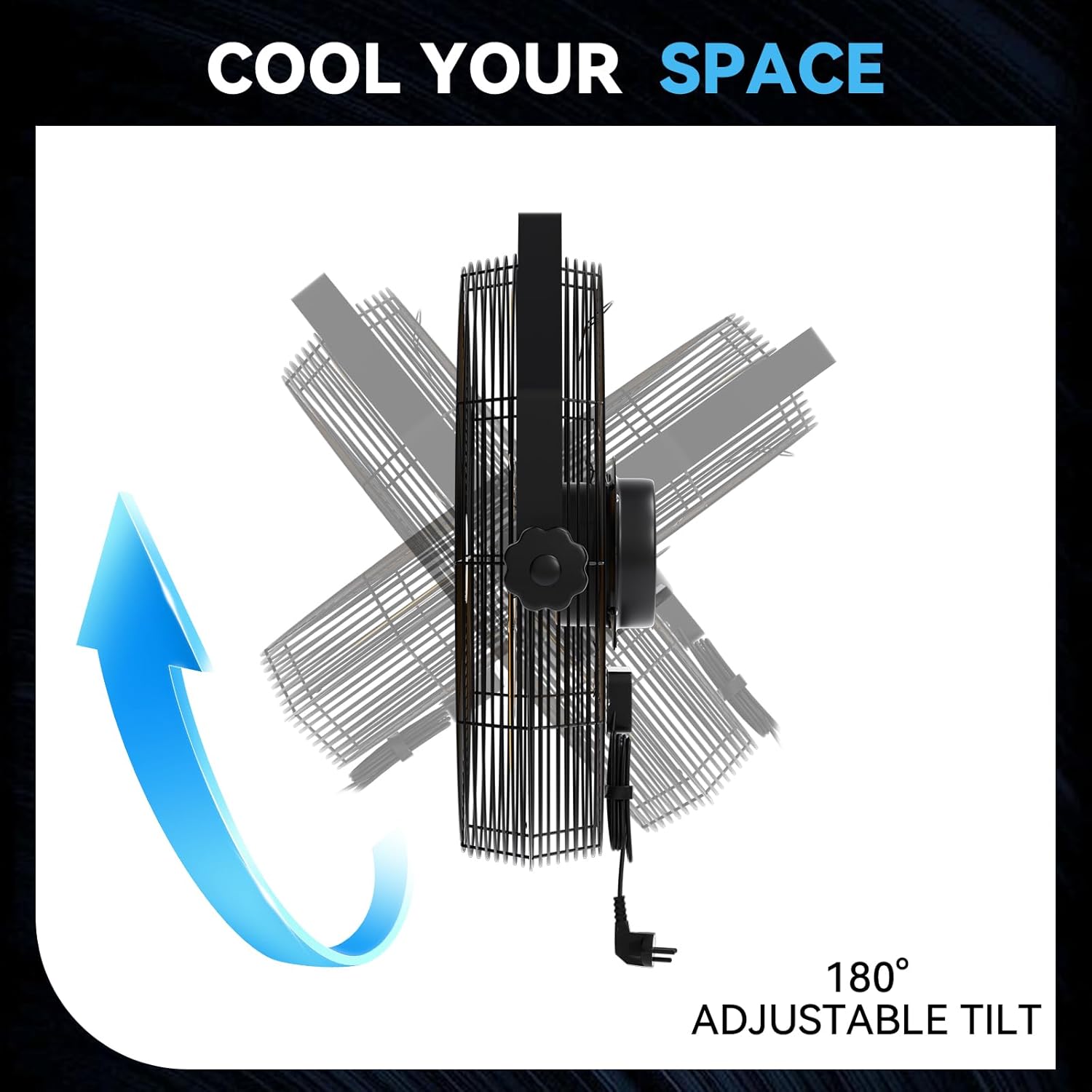 2PCS 4580 CFM 18 inch High Velocity Wall Mounted Fan, 3-Speed Metal Fan with Sealed Motor, 360 Degree Tliting Heavy Duty Wall Fan for Patio, Barn, Garage, and Gazebo - UL listed