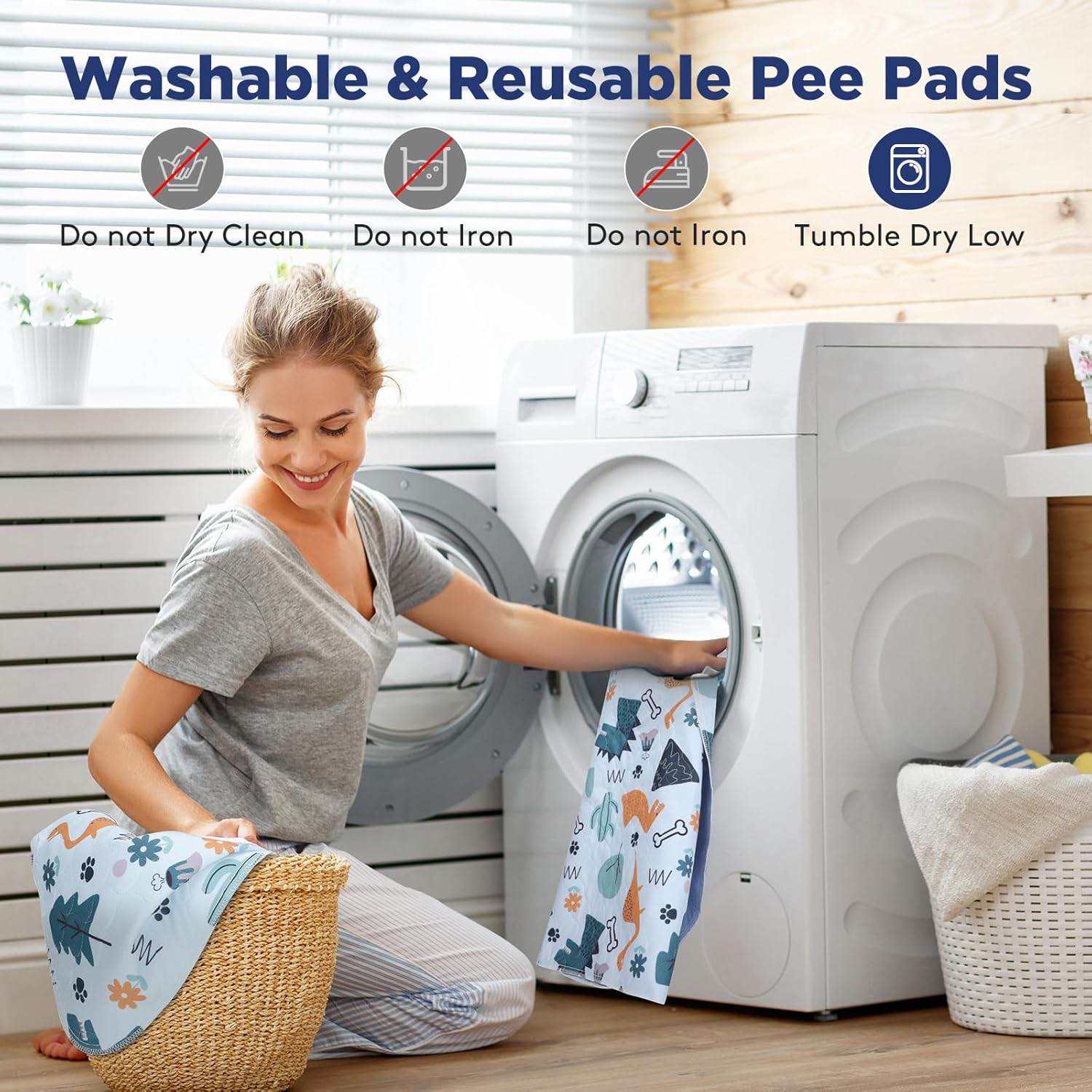 FURTIME Washable Pee Pads for Dogs, 2 Pack Large 34"x36" Super Absorbent Reusable Puppy Pads, 100% Waterproof Non-Slip, Whelping Dog Playpen Crate Mat for Potty