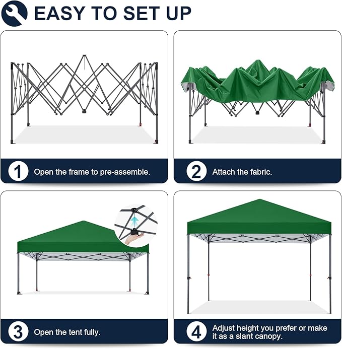 COOSHADE Durable Easy Pop Up Canopy Tent 10x10Ft, Forest Green