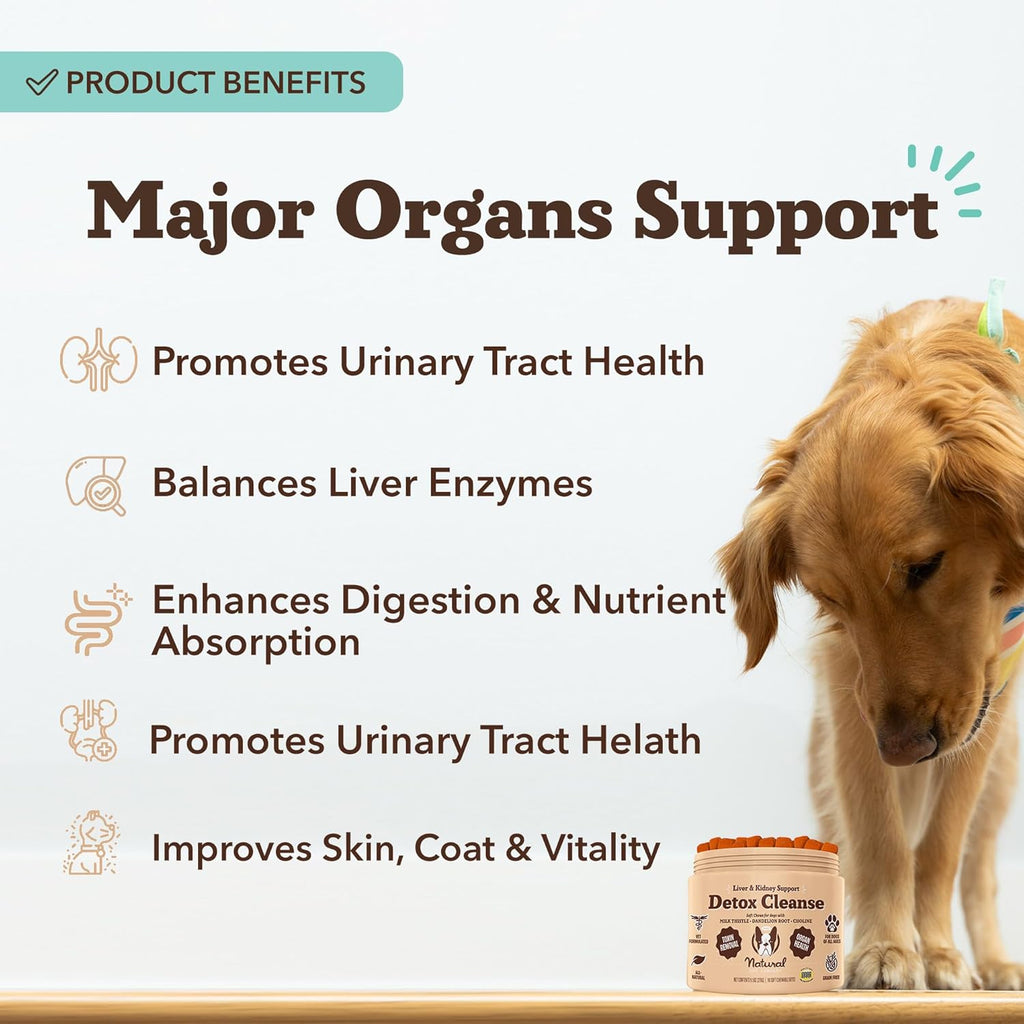 Natural Dog Company Stinky Liver & Kidney Supplement Chews, Complete Detox Cleanse & Major Organ Support, Advanced Liver and Kidney Health Support for Dogs, Enhances Digestion and Immunity 90 Chews