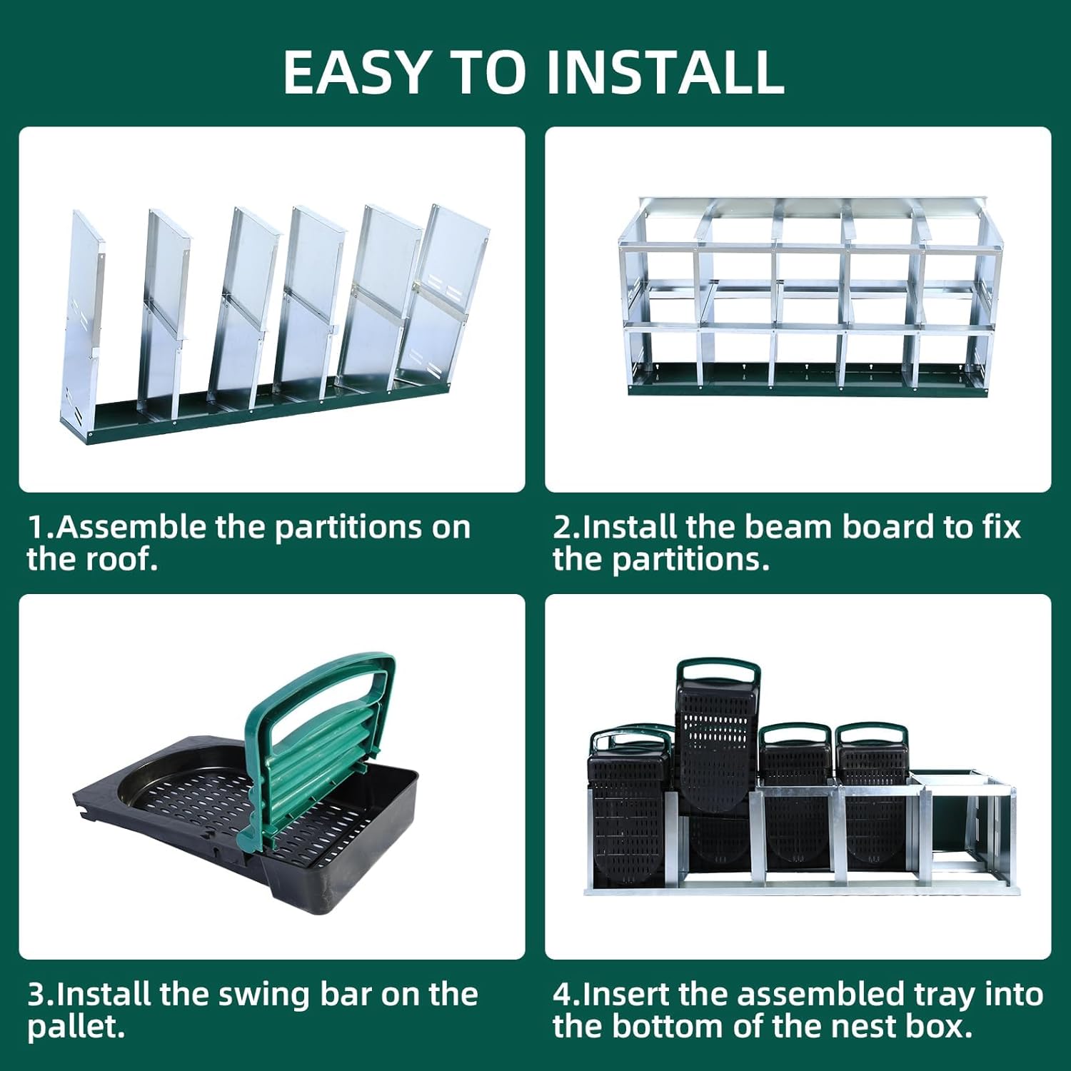 Chicken Nesting Box, 10 Hole 2 Layer Hen Nest Box with Legs, Roll Away Eggs Laying Boxes,Cleanable Pull Out Hen Roosting Boxes