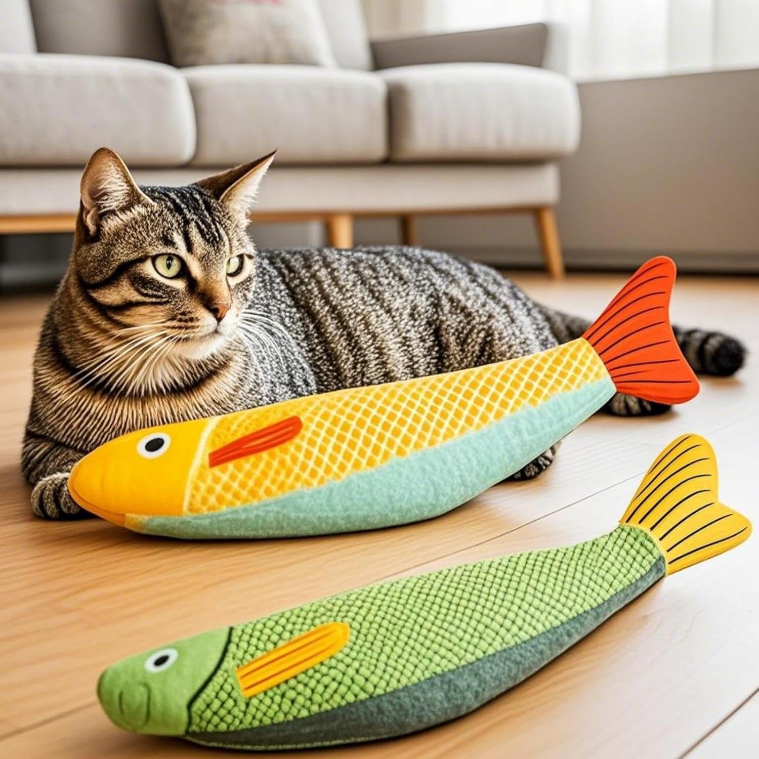 Cat Toys for Bored Indoor Adult Cats - Catnip Toys for Mental Stimulation, Interactive & Durable Kicker Toys for Solo Play, Best for Lazy or Senior Cats(Green