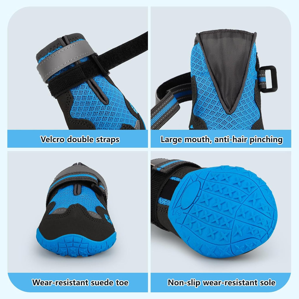 Dog Shoes for Large Medium Small Dog, Mesh Breathable Dog Shoes for Hot Pavement, Anti-Slip Dogs Boots Paw Protectors with Reflective for Outdoor Walking Indoor Hardfloors (Size 4)