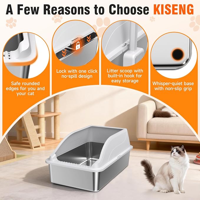 Stainless Steel Cat Litter Box, Extra Large XL Odor Free Metal Litter Box - Image 7