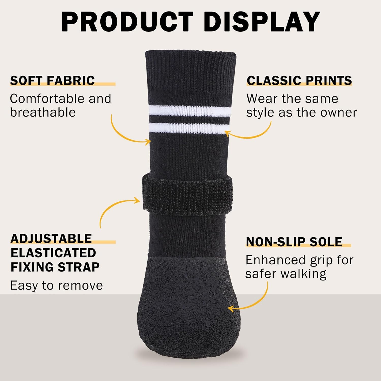 SCENEREAL Anti Slip Dog Boots & Paw Protectors for Hardwood Floor, Extended Dog Socks to Prevent Licking Paws, Waterproof Pet Snow Rain Shoe for Winter Medium Senior Dogs, Black M