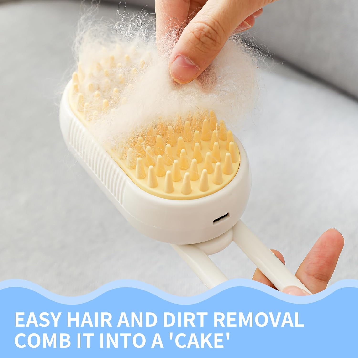 Cat Steam Brush for Shedding,4 in 1 Grooming Brush for Cats and Dogs,Deshedding,Massage,Cleaning & Anti-Static All In One,Suitable for Long & Short Haired Pets,Includes Waterless Shampoo,Yelow