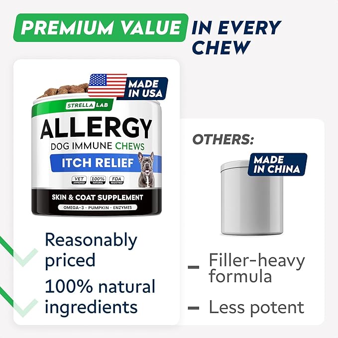 StrellaLab Dog Allergy Relief & Anti Itch Support Chews w/Omega 3: Real - Image 6