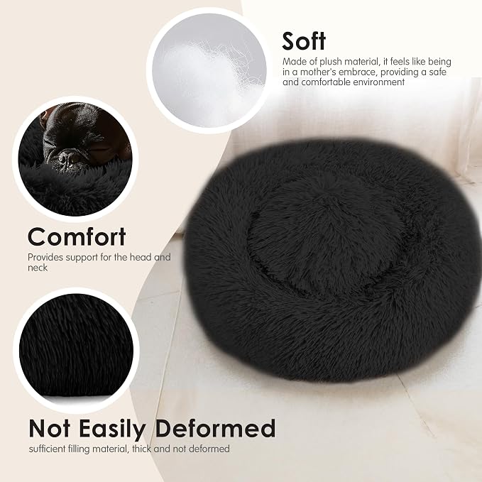 28in Large Dog Bed, Medium Size Dog and Cats, Calming Donut Bed - Image 4