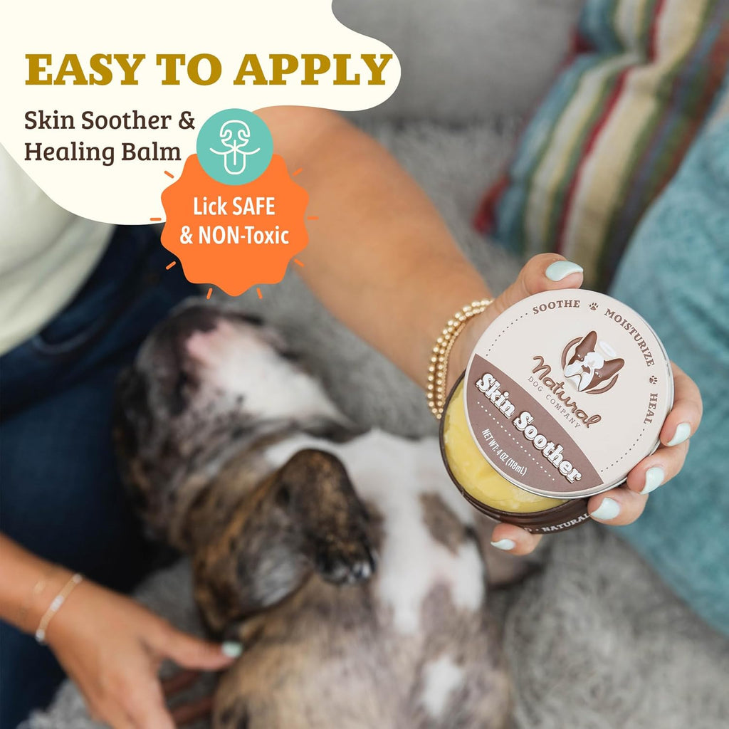 Natural Dog Company Skin Soother, 1 oz. Tin, Allergy and Itch Relief for Dogs, Dog Moisturizer for Dry Skin, Dog Lotion, Ultimate Healing Balm, Dog Rash Cream, Supports Hot Spot Symptoms
