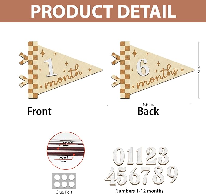 Baby Monthly Milestone Signs - Month Milestone Baby Boy - Baby Milestone Signs - Newborn Photography Props to Document Your Baby´s Growth - 1-12 Months Baby Milestone Signs (B08)