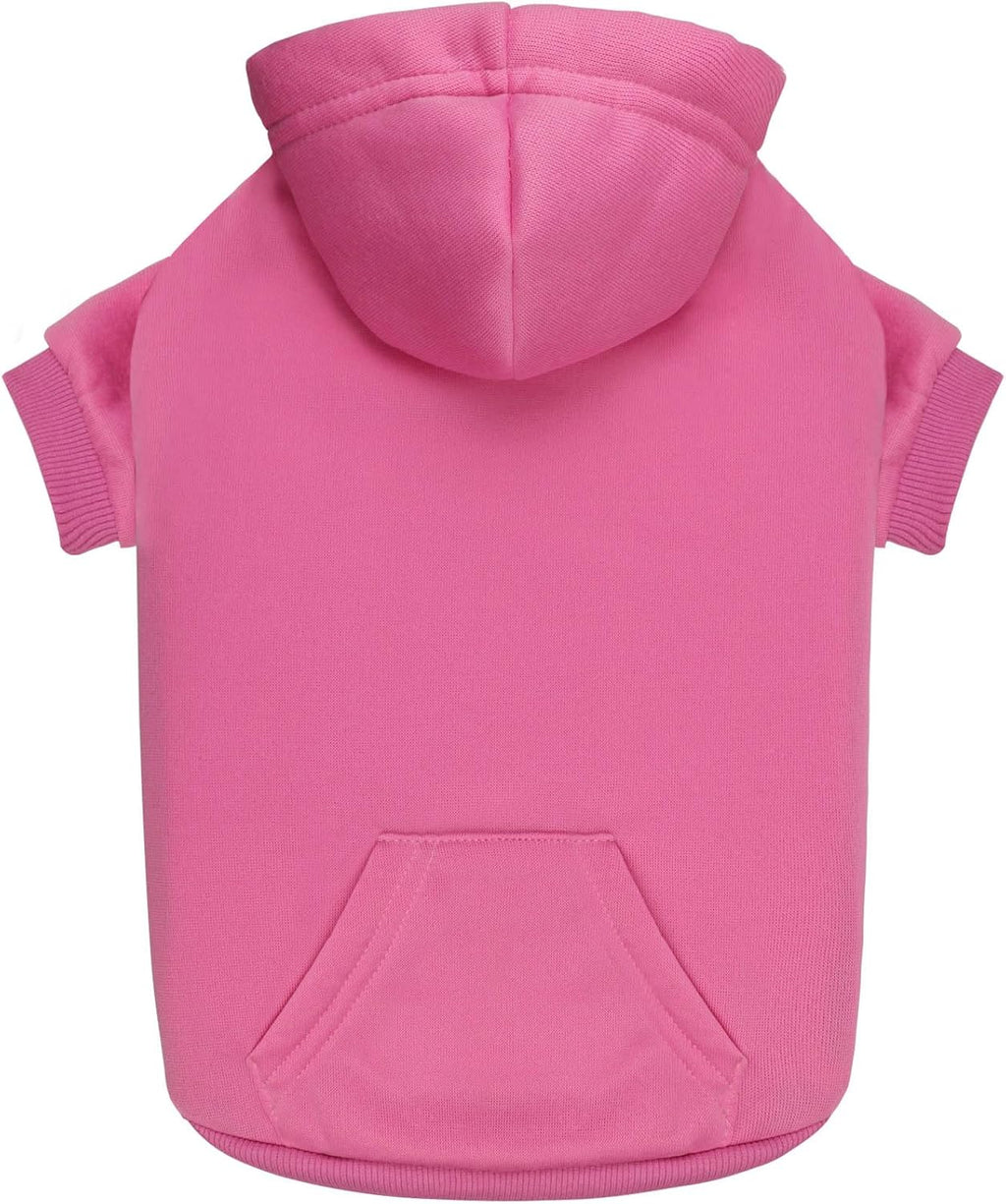 Dog Hoodie Dog Sweaters for Small Dogs Pet Sweater Solid Soft Brushed Fleece Pet Clothes Hoodie Sweatshirt with Pocket(Pink-XS)