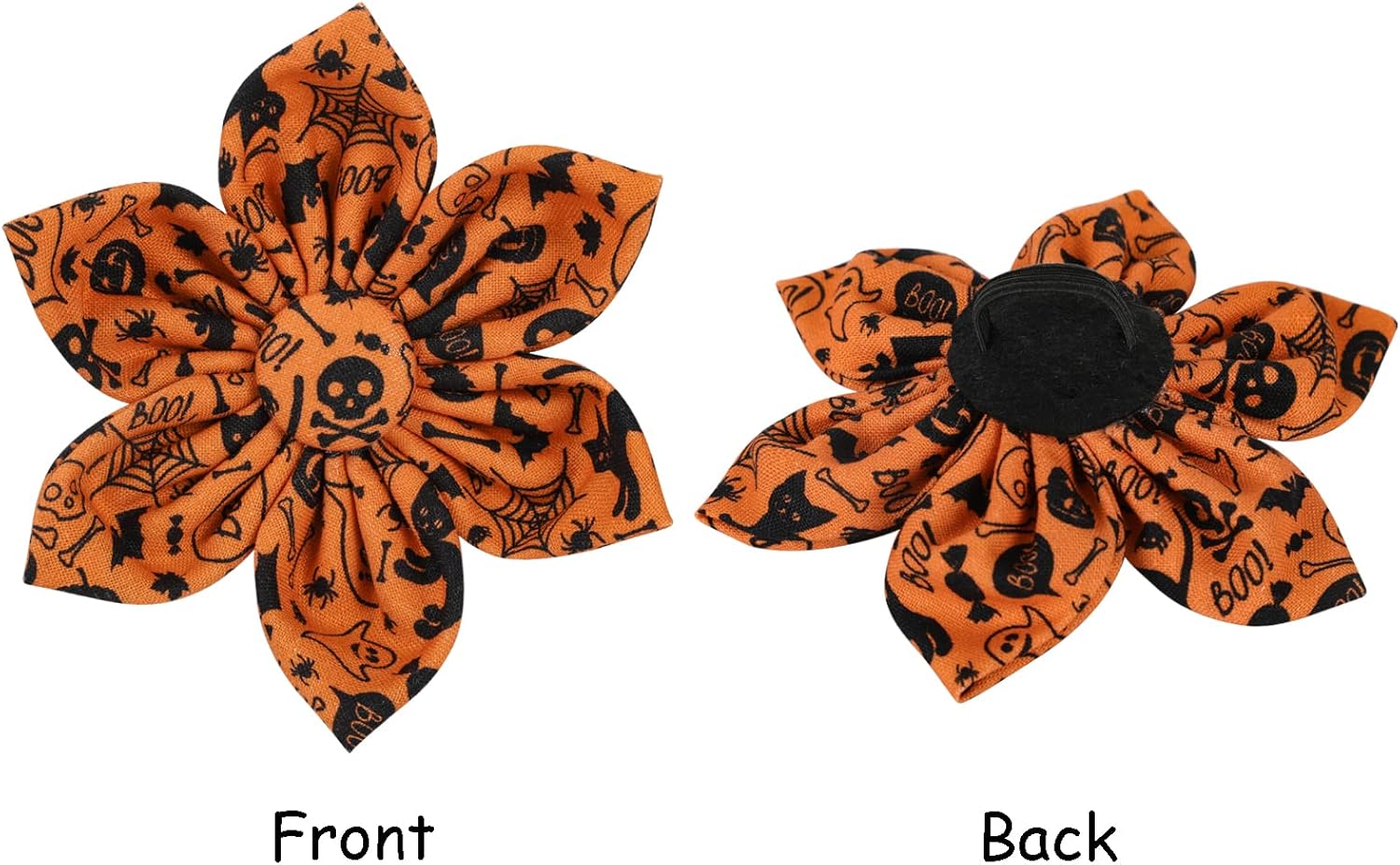 Lionet Paws Dog Collar with Flower - Cute Cotton Adjustable Flower Dog Collar with Metal Buckle for Medium Dog Girl Gift, M, Neck 13.5-22in