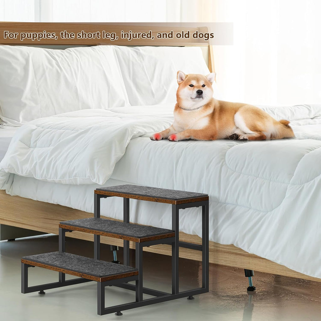 Dog Stairs for Small Dogs 3 Steps Pet Stairs Dog Stairs Steps for Couches High Beds, Non-Slip Indoor Dog Ramp, Holds Up to 100lbs