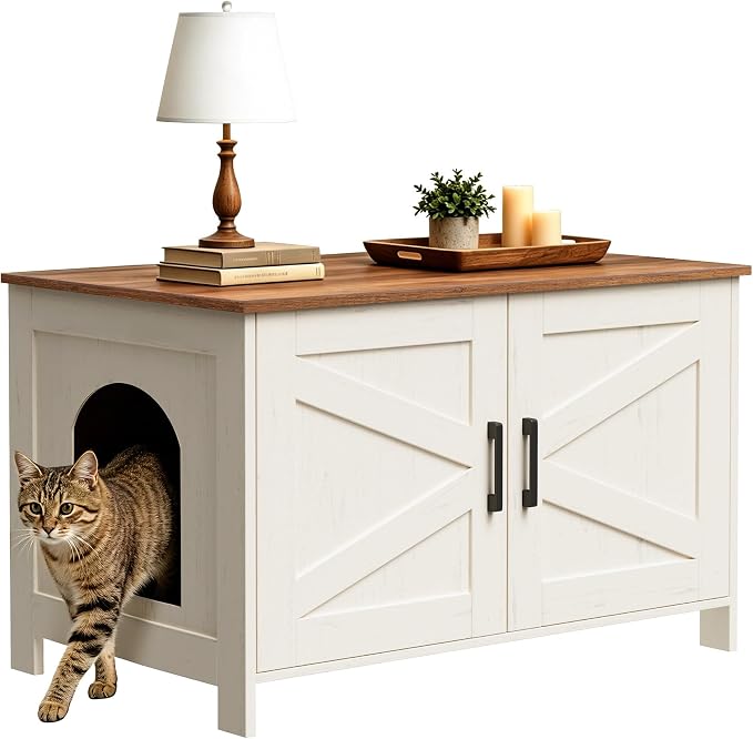 Homhedy Cat Litter Box Enclosure, Litter Box Furniture Hidden by Homhedy