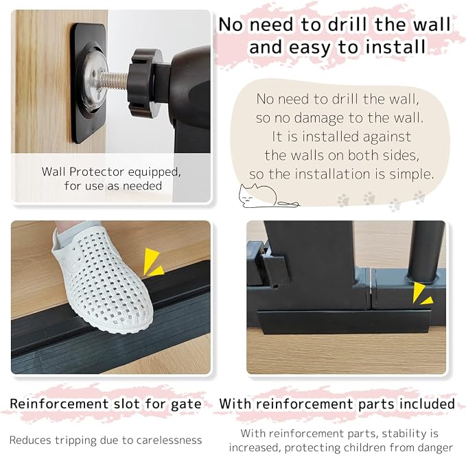 Lumizone Extra Tall Pet Gate 55.12" High Pressure Mounted 55.12"-59.24" Extra - Image 6