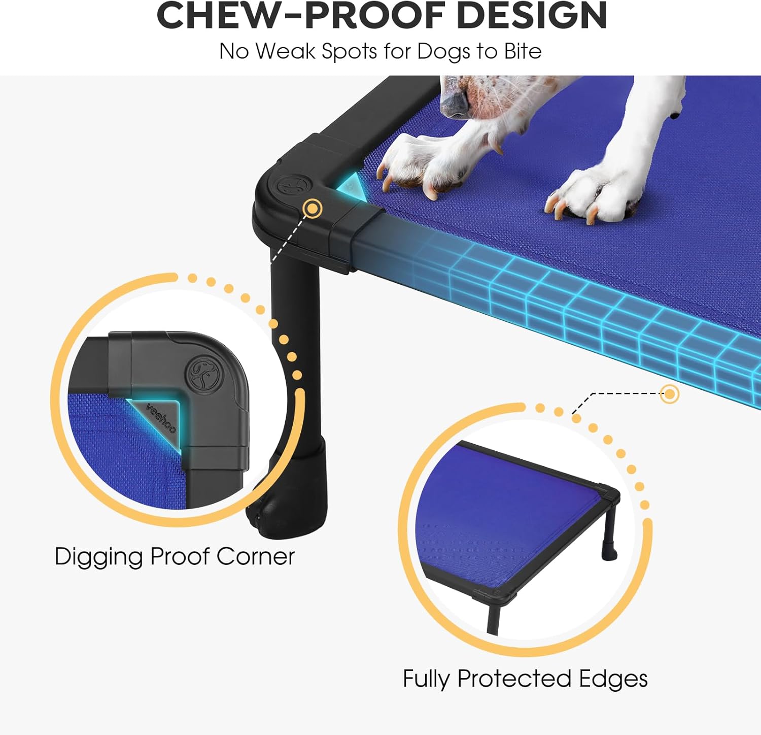 Veehoo Chew Proof Dog Bed - Anti-Scratch Durable Dog Hammock, Off Ground, CWC2420ACP