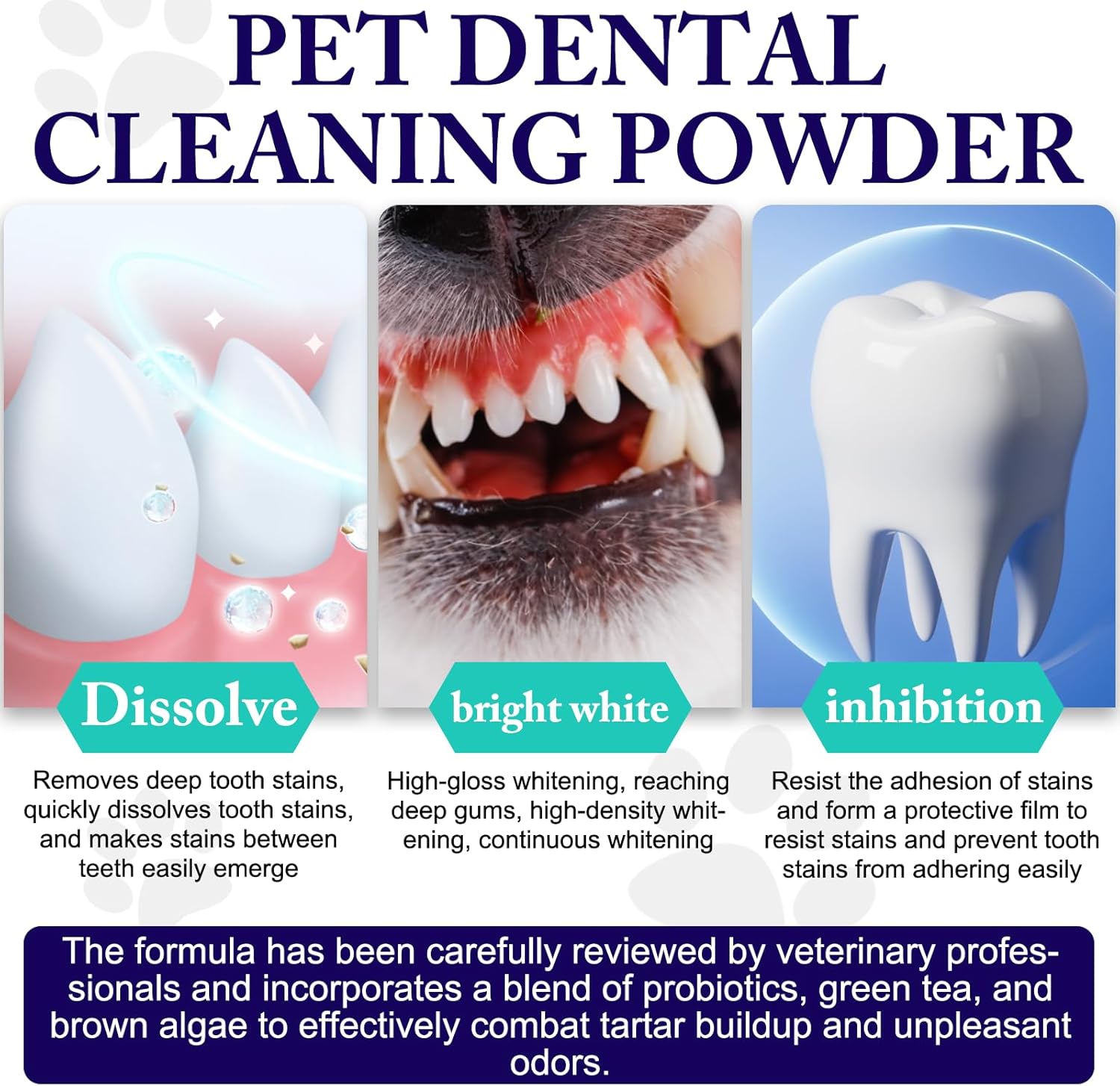 Dog Teeth Cleaning Powder - Dog Dental Powder - Targets Tartar & Reduces Plaque & Bad Breath - Teeth Cleaning Made Easy Eliminate - Formulated for Small, Medium, Large Dogs (2PCS)