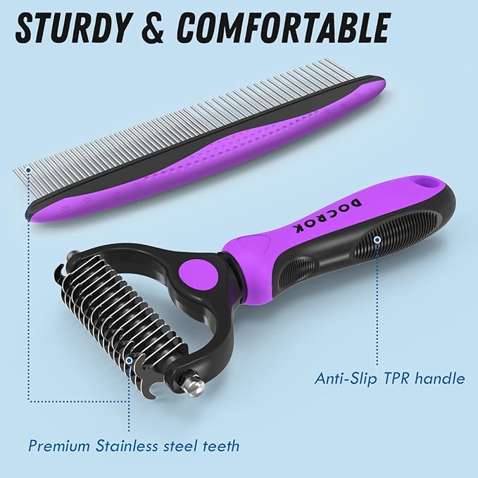Docrok Pet Grooming Brush and Metal Comb Combo - Image 6