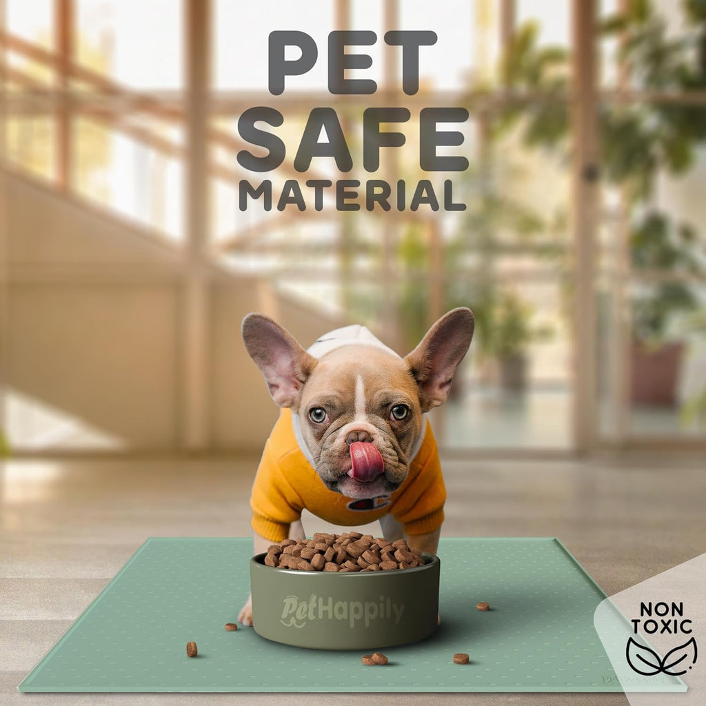Dog Food Mat - 28x18 Raised Edges Dogs Mat for Food and Water Prevent Spill, Waterproof Cat Food Mats Protect Floors, Easy Clean Dog Bowl Mats for Food and Water, Silicone Pet Feeding Placemats