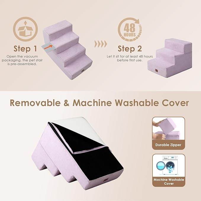 EHEYCIGA Dog Stairs for Small Dogs 13.5" H, 3-Step Dog Steps for Couch Sofa and - Image 6
