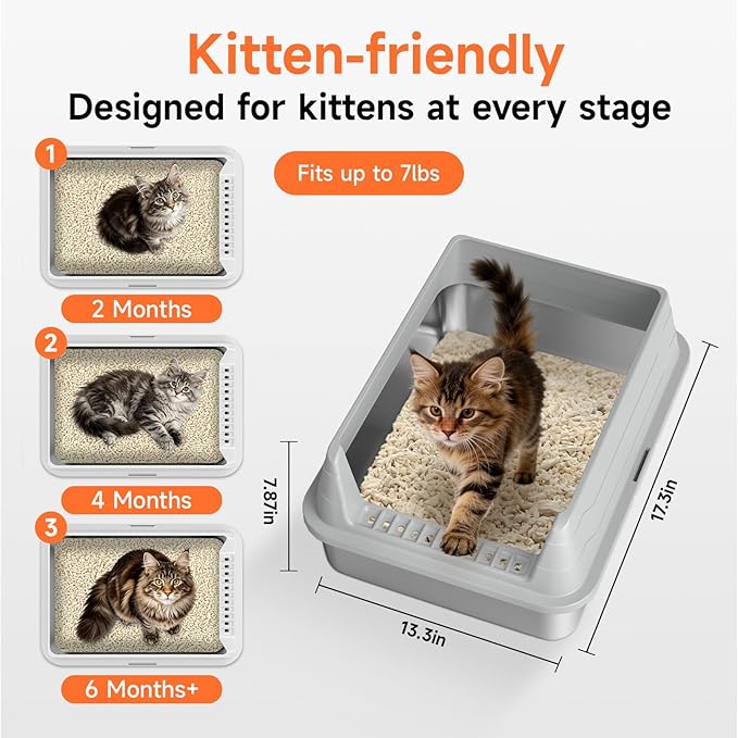 Stainless Steel Cat Litter Box, Odor Free Metal Litter Box - Image 2