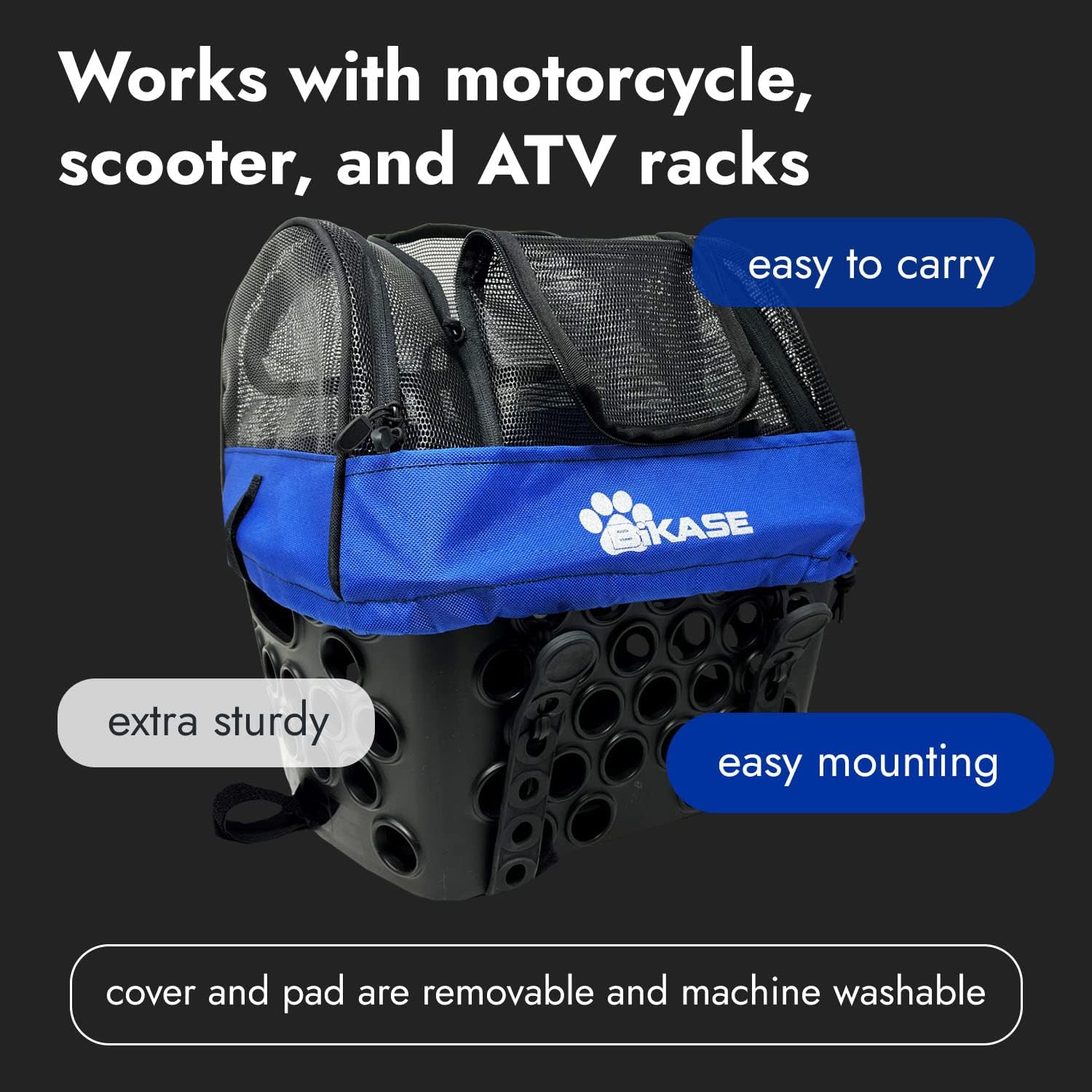 BiKASE Durable Dog Bike Basket & Carrier, Rear Mount Pet Basket for Bikes with Super Comfort Mat and Cover, Ideal for Small Dogs and Cats up to 12 lbs