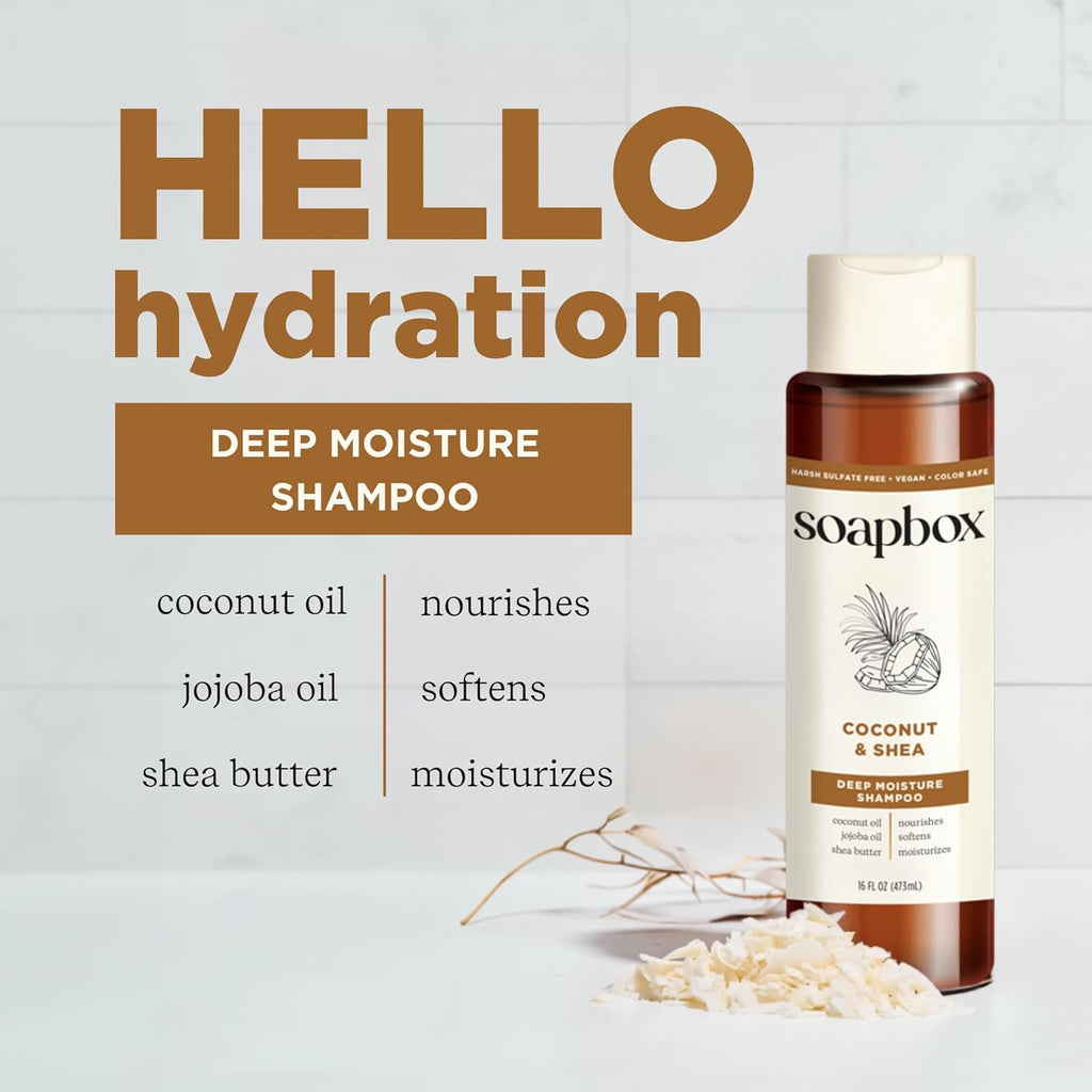 Soapbox Shampoo and Conditioner Set with Coconut Oil, Jojoba Oil, Aloe and Shea Butter to Moisturize and Nourish for All Hair Types, 1 Liter Each (Pack of 2)