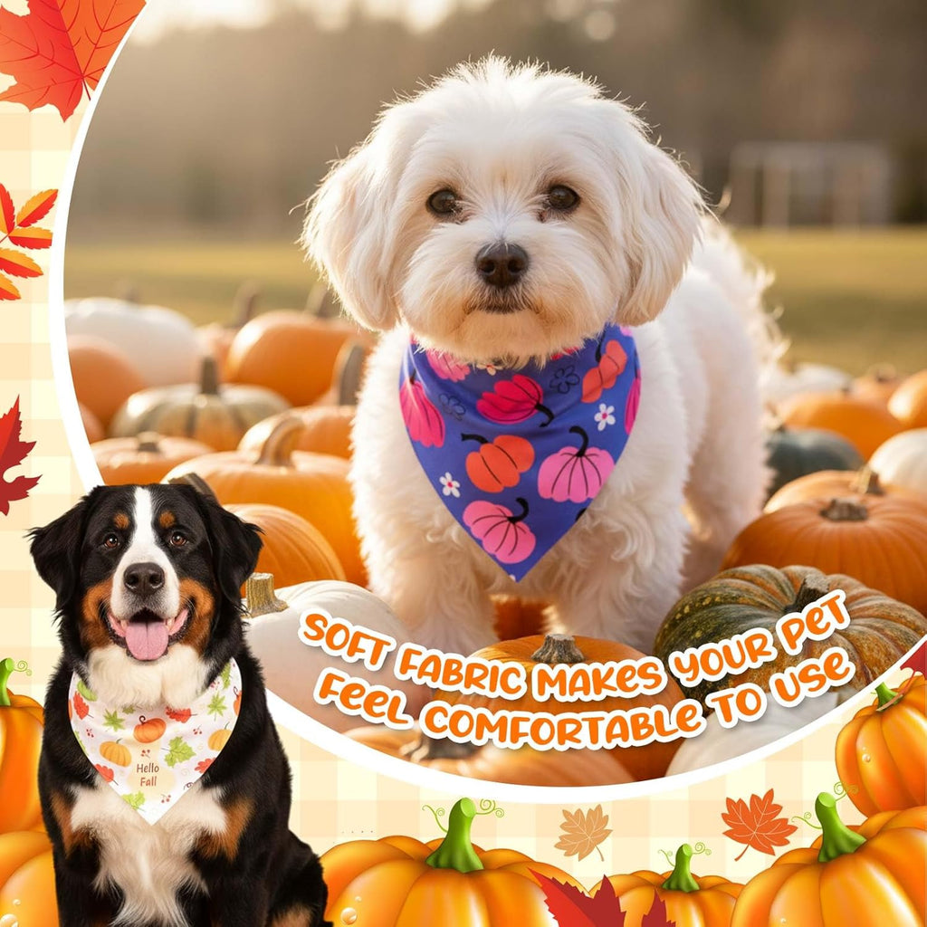 72 Pcs Fall Dog Bandanas Bulk Thanksgiving Triangle Scarf Cat Bibs Autumn Puppy Scarf Pet Bandanas for Puppy Cat Birthday Party Costume