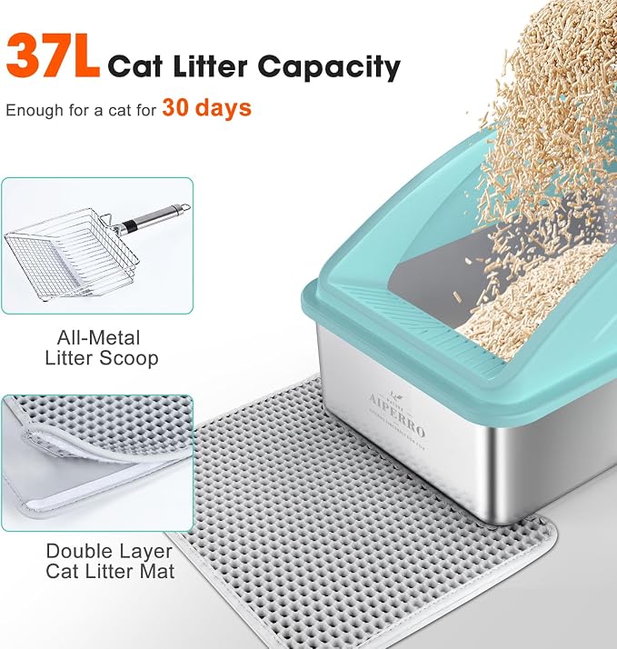 AIPERRO Stainless Steel Litter Box | XL Enclosed Cat Litter Boxs - Image 5