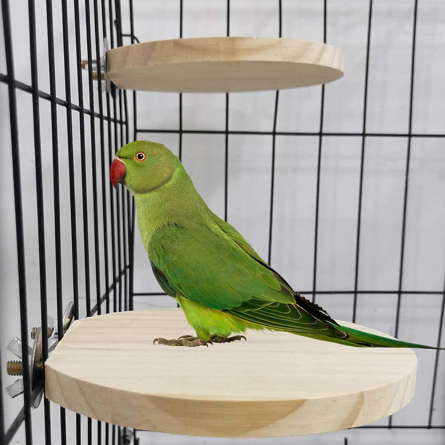 kathson 5PCS Wood Bird Perch Wooden Parrot Stand Toy Parakeet Standing Platform Chew Toys Natural Cuttlebone Paw Grinding Stick Cockatiels Cage Accessories Exercise Toy for Conures Budgies Lovebirds