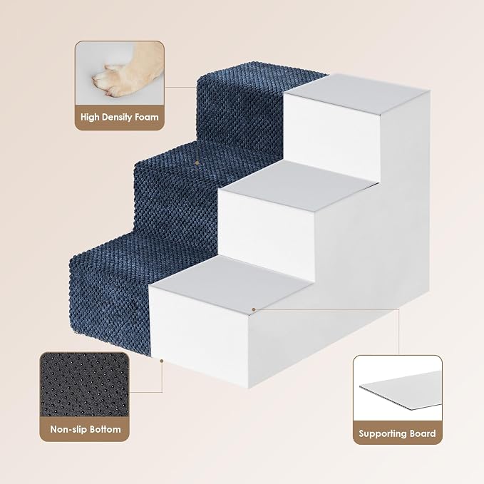 EHEYCIGA Dog Stairs for Small Dogs 13.5" H, 3-Step Dog Steps for Couch Sofa and - Image 3