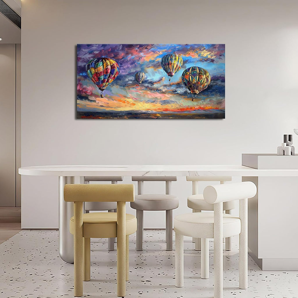 Extra Large Wall Art Hot Air Balloons Canvas Living Room Pictures Framed Prints Colorful Oversize Wall Decor Animal Painting Artwork for Bedroom Dining Home 60"x30"