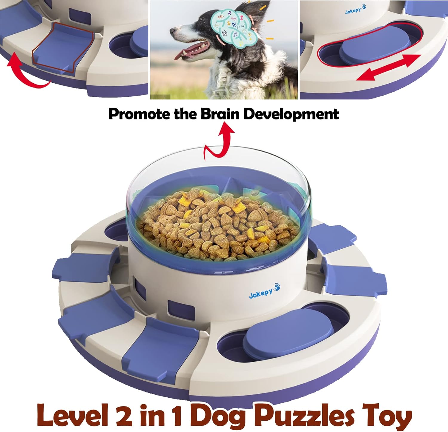 Dog Puzzle Toys for Boredom and Mental Stimulation, Interactive Slow Food Feeder Dispenser, Professional Level 2 in 1 for Large/Medium/Small Dogs