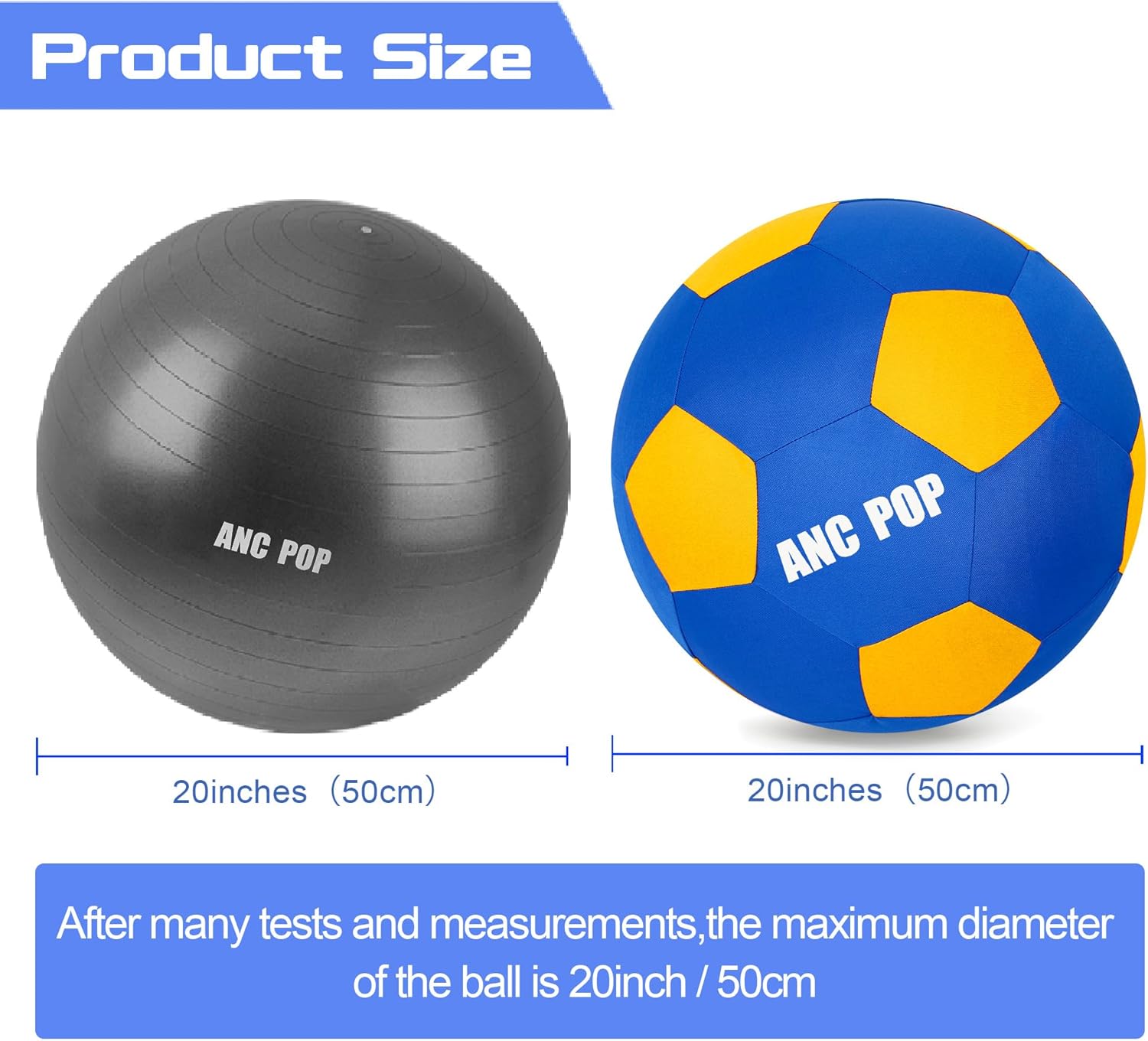 Herding Ball for Dogs & Horses - 20" Large Blue & Yellow Ball with Hand Pump