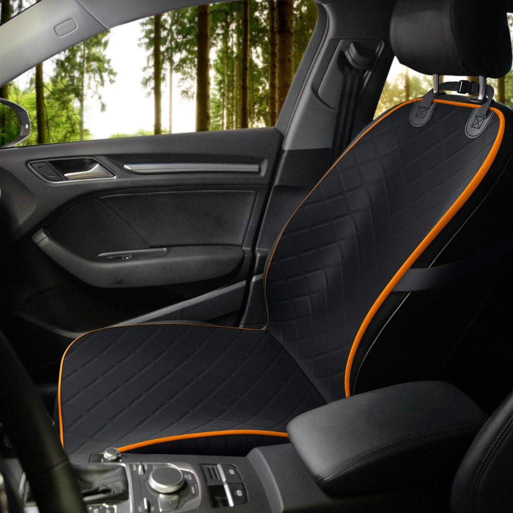 Active Pets Dog Car Seat Cover, Waterproof Front Seat Protector for SUV Truck Sedan, Pet Safety Travel Comfort System with Universal Fit, Orange