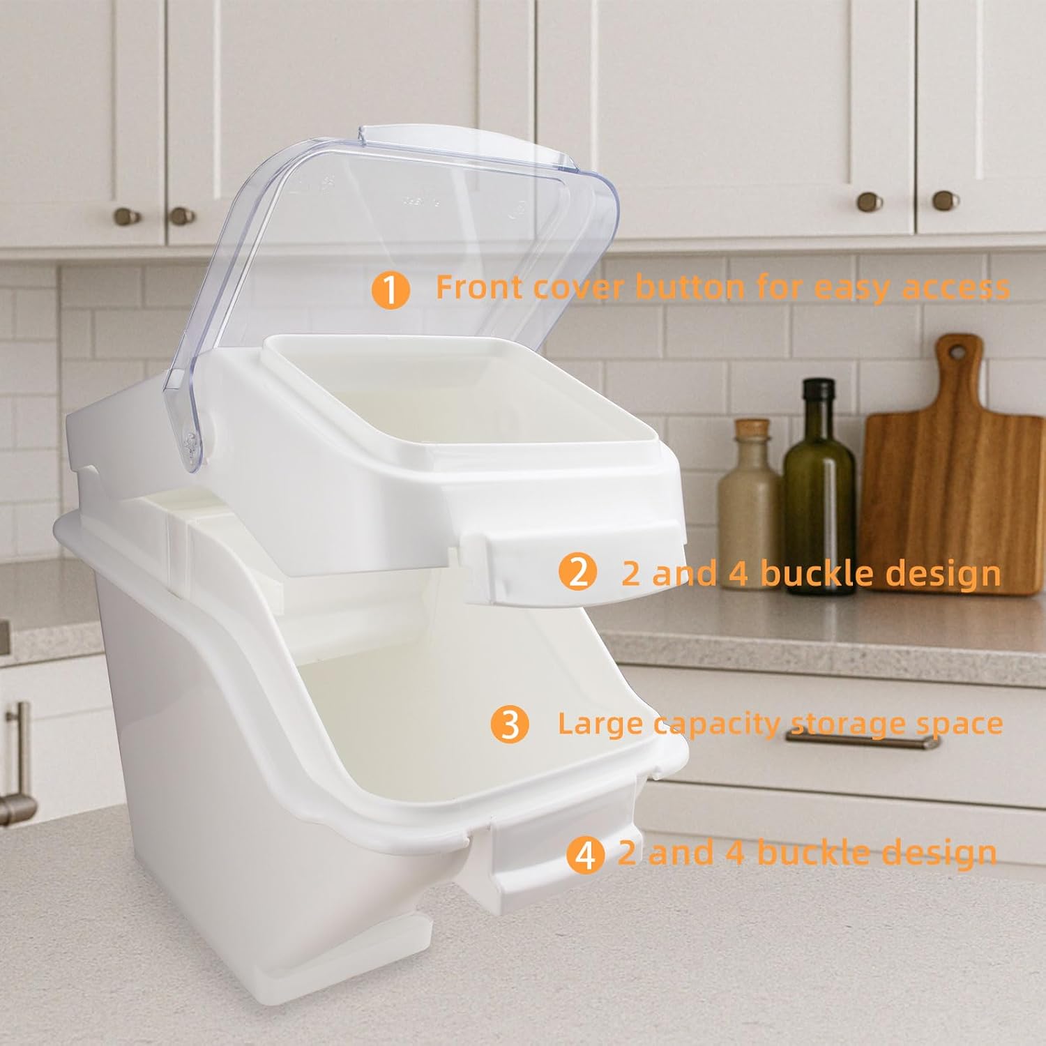 53LB Airtight Flour Storage Container With Scoop for Dry Food, Sugar, Baking Supplies,Rice.BPA Free Ingredient Storage Bin，Pet Food Storage Container Dog Cat Birds Food Bin (53 LB)