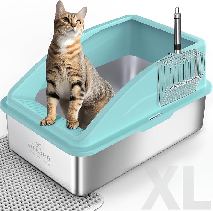 AIPERRO Stainless Steel Litter Box | XL Enclosed Cat Litter Boxs by AIPERRO