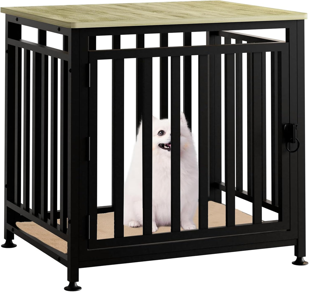 Heavy Duty Dog Crate Furniture, Dog Kennel Indoor, Anti-Chew Anti-Escape End Side Table Wooden Dog Crate for Small Dog（Fir Green）