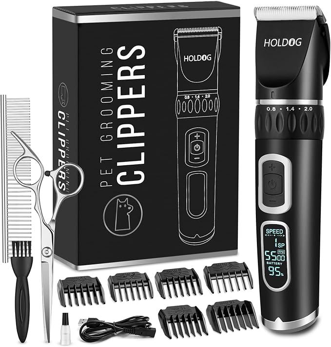 HOLDOG Dog Clippers Professional Heavy Duty Dog Grooming Clipper 3-Speed Low by HOLDOG